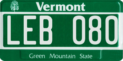 VT license plate LEB080