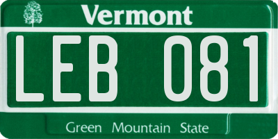 VT license plate LEB081