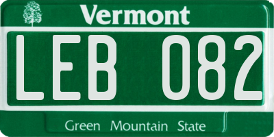 VT license plate LEB082