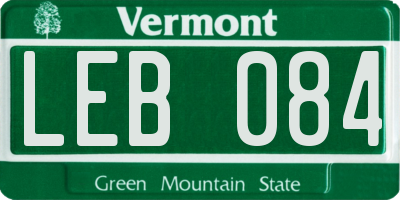 VT license plate LEB084