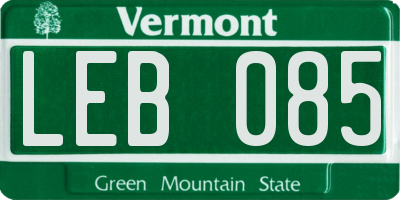 VT license plate LEB085
