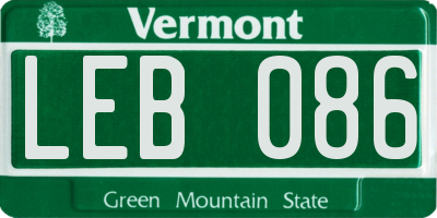 VT license plate LEB086