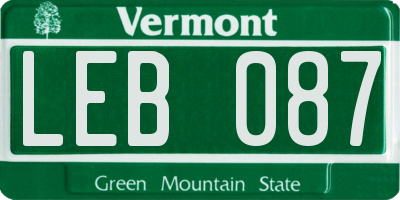 VT license plate LEB087