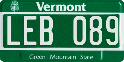 VT license plate LEB089