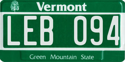 VT license plate LEB094
