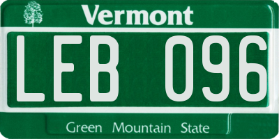 VT license plate LEB096