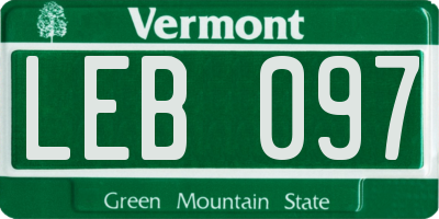 VT license plate LEB097