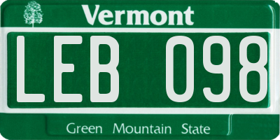 VT license plate LEB098