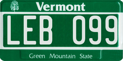 VT license plate LEB099