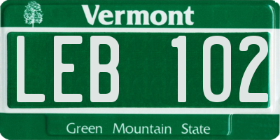 VT license plate LEB102