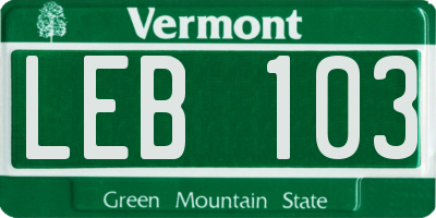 VT license plate LEB103