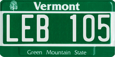 VT license plate LEB105