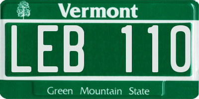 VT license plate LEB110
