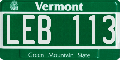 VT license plate LEB113
