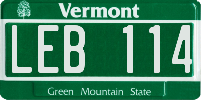VT license plate LEB114