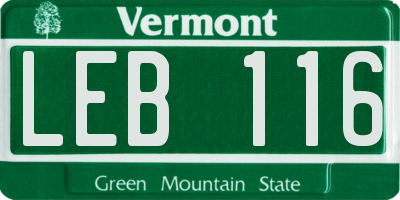 VT license plate LEB116