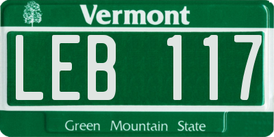 VT license plate LEB117