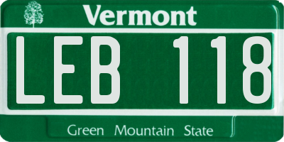 VT license plate LEB118