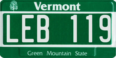 VT license plate LEB119