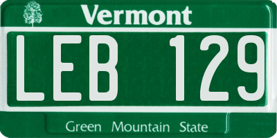 VT license plate LEB129