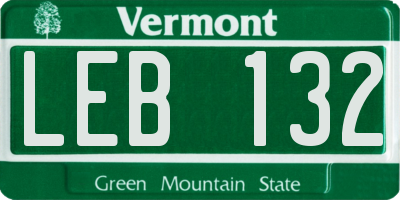 VT license plate LEB132