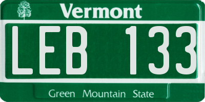 VT license plate LEB133