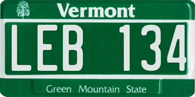 VT license plate LEB134