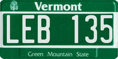 VT license plate LEB135
