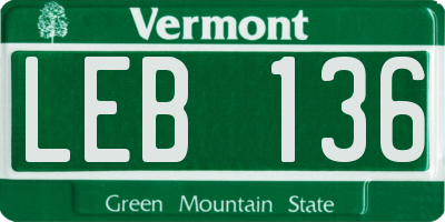 VT license plate LEB136