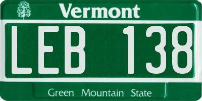 VT license plate LEB138