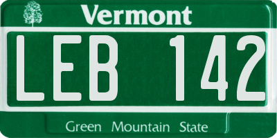VT license plate LEB142