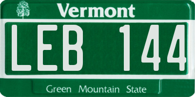 VT license plate LEB144