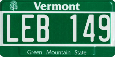 VT license plate LEB149