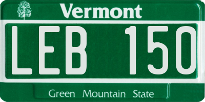 VT license plate LEB150