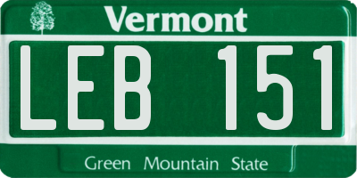VT license plate LEB151