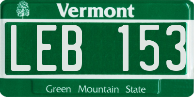 VT license plate LEB153