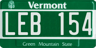 VT license plate LEB154