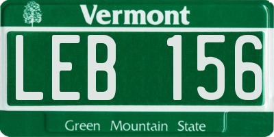 VT license plate LEB156