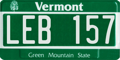 VT license plate LEB157