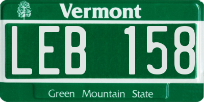 VT license plate LEB158