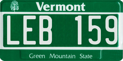 VT license plate LEB159