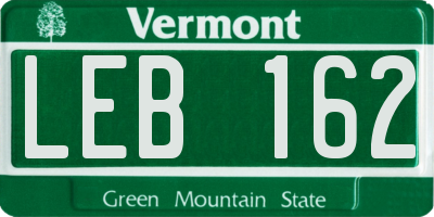 VT license plate LEB162