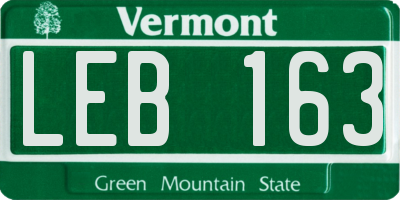 VT license plate LEB163
