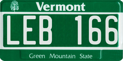 VT license plate LEB166