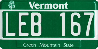 VT license plate LEB167