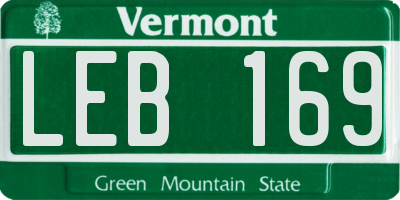 VT license plate LEB169