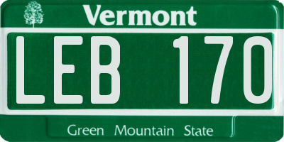 VT license plate LEB170