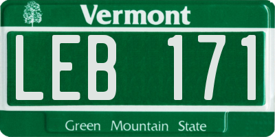 VT license plate LEB171