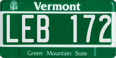 VT license plate LEB172