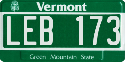 VT license plate LEB173